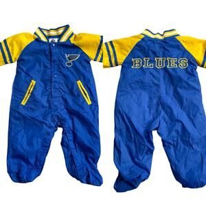 Vtg NHL St Louis Blues Kid Athlete Windbreaker Coverall 3M